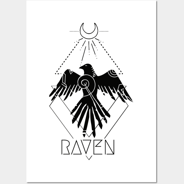 Raven Indian Tattoo Style Wall Art by Ravendax